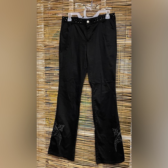 Harley Davidson Motor Clothes Black Bedazzled Pants - Picture 2 of 12